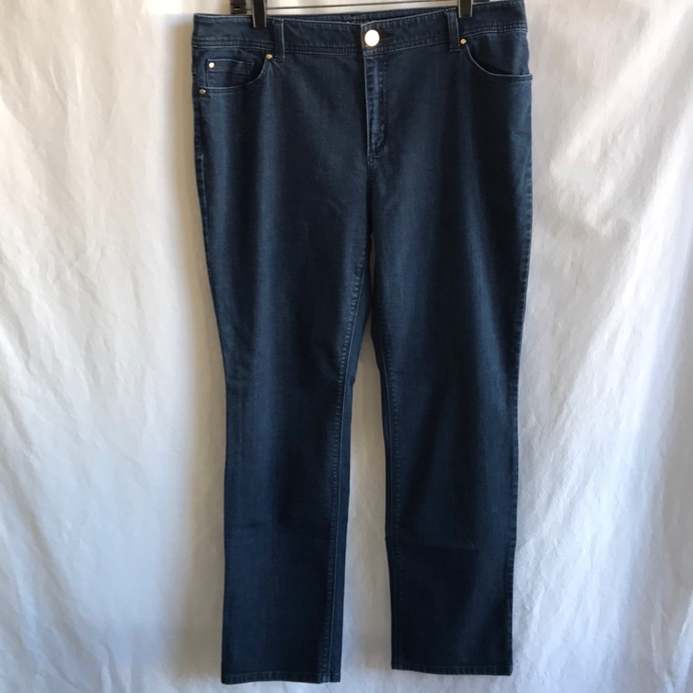 Chico’s Platinum dark wash straight leg jeans